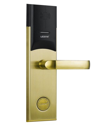 LOCSTAR 8088 RFID Card  Mechnical Key Unlock Hotel Door Lock  Rose Gold